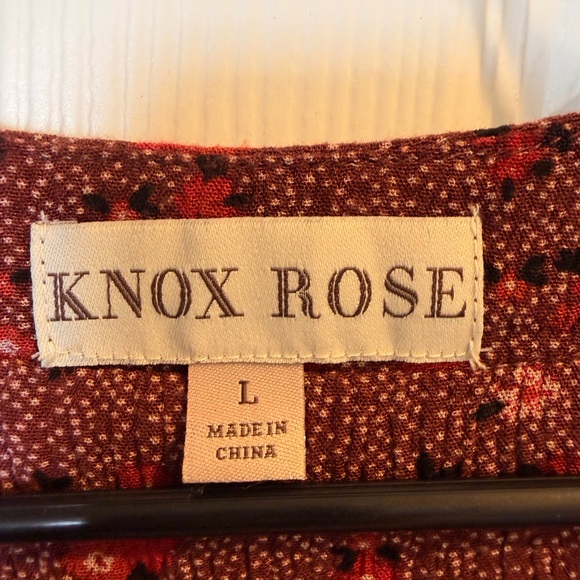 Knox Rose Burgundy Floral Square-Neck Peasant Top - Picture 3 of 5